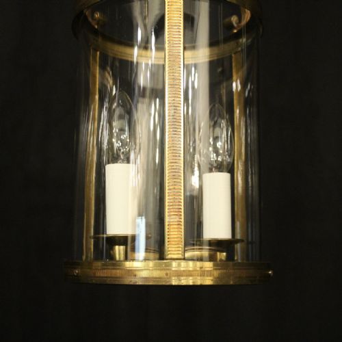 FRENCH PAIR OF GILDED CONVEX ANTIQUE HALL LANTERNS - ADDITIONAL PHOTO 7
