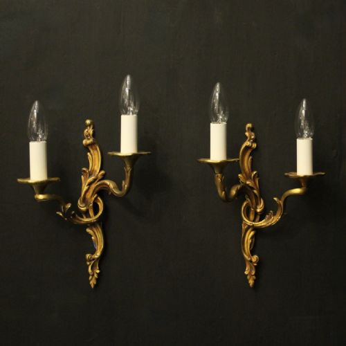 french pair of gilded bronze antique wall lights - CATEGORY: ANTIQUE LIGHTING - DATED 1920