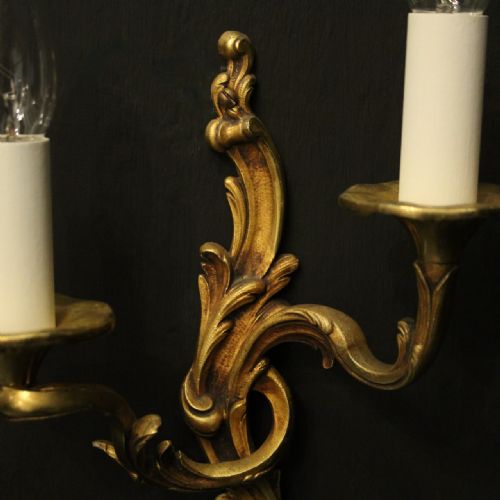 FRENCH PAIR OF GILDED BRONZE ANTIQUE WALL LIGHTS - ADDITIONAL PHOTO 5