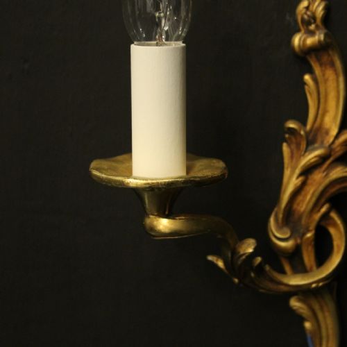 FRENCH PAIR OF GILDED BRONZE ANTIQUE WALL LIGHTS - ADDITIONAL PHOTO 7