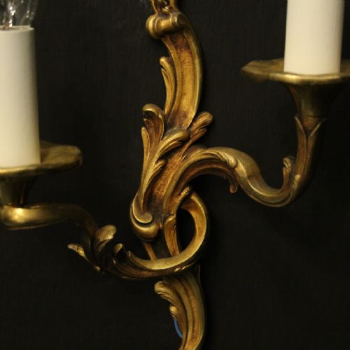 FRENCH PAIR OF GILDED BRONZE ANTIQUE WALL LIGHTS - ADDITIONAL PHOTO 8