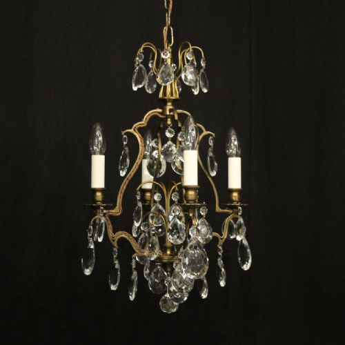 french gilded 4 light birdcage chandelier - CATEGORY: ANTIQUE LIGHTING - DATED 1930