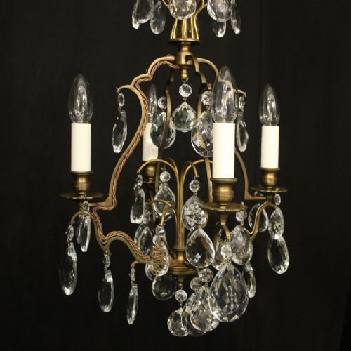 FRENCH GILDED 4 LIGHT BIRDCAGE CHANDELIER - ADDITIONAL PHOTO 1