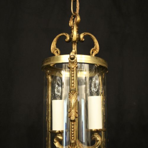 FRENCH SMALL PAIR OF GILDED BRASS HALL LANTERNS - ADDITIONAL PHOTO 1