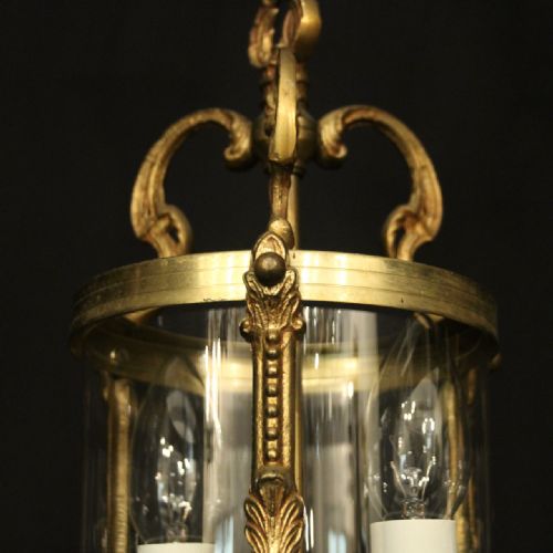 FRENCH SMALL PAIR OF GILDED BRASS HALL LANTERNS - ADDITIONAL PHOTO 2