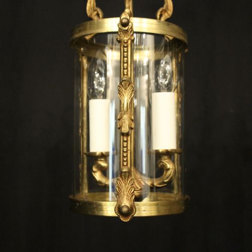FRENCH SMALL PAIR OF GILDED BRASS HALL LANTERNS - ADDITIONAL PHOTO 3