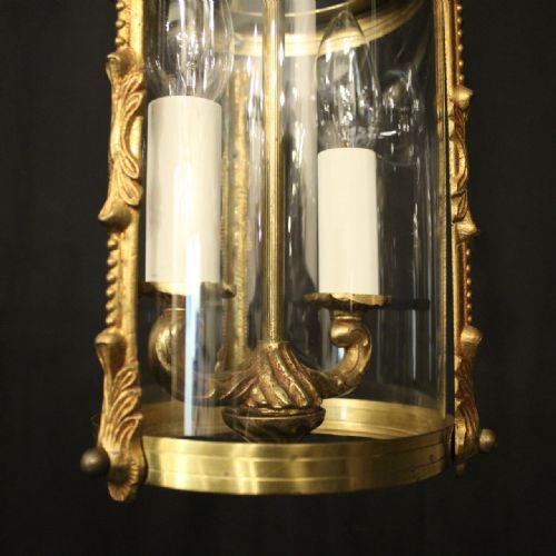 FRENCH SMALL PAIR OF GILDED BRASS HALL LANTERNS - ADDITIONAL PHOTO 4