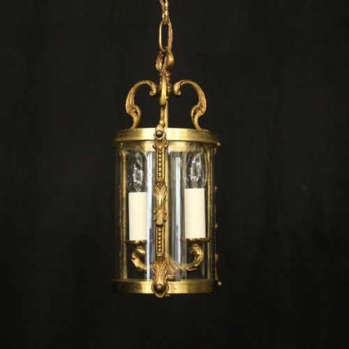 FRENCH SMALL PAIR OF GILDED BRASS HALL LANTERNS - ADDITIONAL PHOTO 5