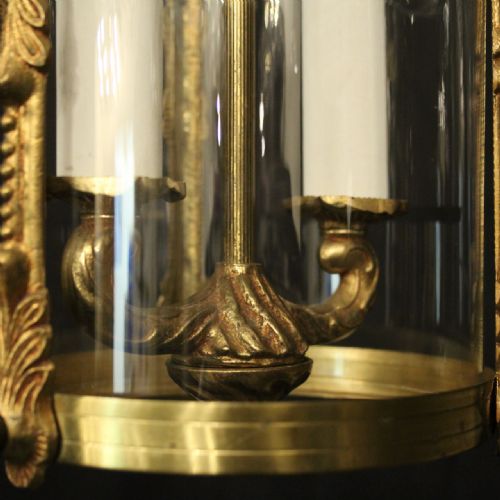 FRENCH SMALL PAIR OF GILDED BRASS HALL LANTERNS - ADDITIONAL PHOTO 6