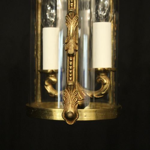 FRENCH SMALL PAIR OF GILDED BRASS HALL LANTERNS - ADDITIONAL PHOTO 7