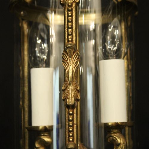 FRENCH SMALL PAIR OF GILDED BRASS HALL LANTERNS - ADDITIONAL PHOTO 8