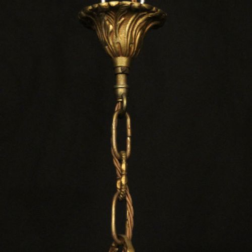 FRENCH SMALL PAIR OF GILDED BRASS HALL LANTERNS - ADDITIONAL PHOTO 9