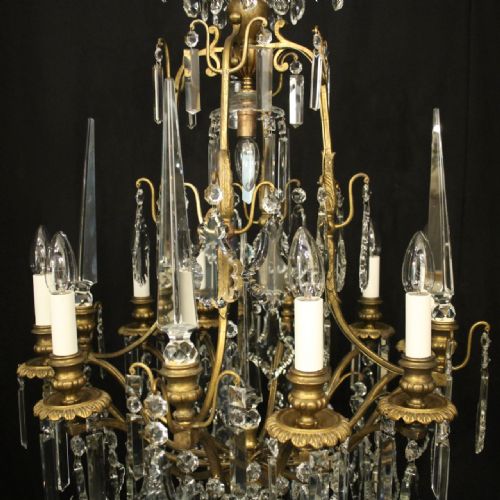 FRENCH GILDED CRYSTAL 9 LIGHT BIRDCAGE ANTIQUE CHANDELIER - ADDITIONAL PHOTO 1