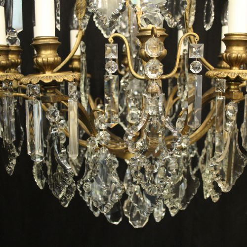 FRENCH GILDED CRYSTAL 9 LIGHT BIRDCAGE ANTIQUE CHANDELIER - ADDITIONAL PHOTO 6
