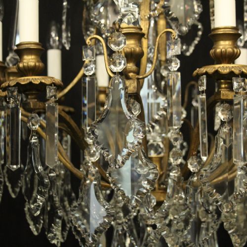 FRENCH GILDED CRYSTAL 9 LIGHT BIRDCAGE ANTIQUE CHANDELIER - ADDITIONAL PHOTO 7