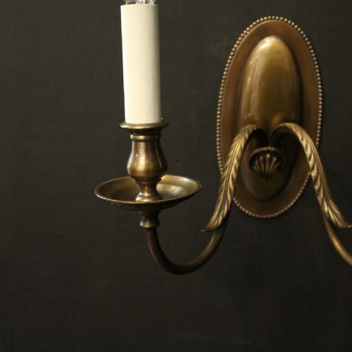 ENGLISH PAIR OF BRASS TWIN ARM ANTIQUE WALL LIGHTS - ADDITIONAL PHOTO 5