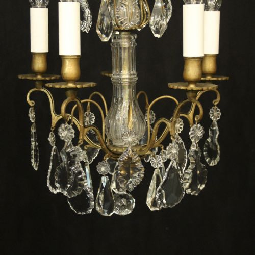 FRENCH CRYSTAL 5 LIGHT ANTIQUE CHANDELIER - ADDITIONAL PHOTO 1