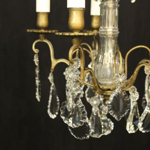 FRENCH CRYSTAL 5 LIGHT ANTIQUE CHANDELIER - ADDITIONAL PHOTO 2