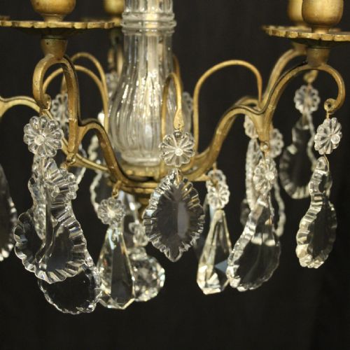 FRENCH CRYSTAL 5 LIGHT ANTIQUE CHANDELIER - ADDITIONAL PHOTO 3