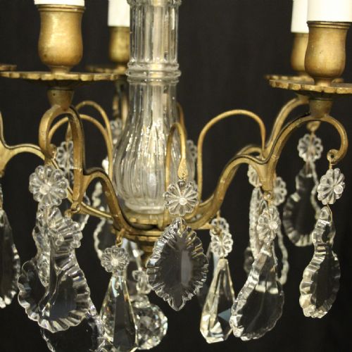 FRENCH CRYSTAL 5 LIGHT ANTIQUE CHANDELIER - ADDITIONAL PHOTO 4