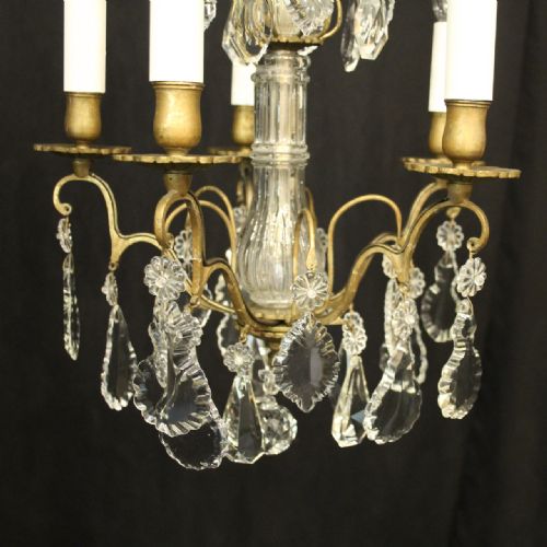 FRENCH CRYSTAL 5 LIGHT ANTIQUE CHANDELIER - ADDITIONAL PHOTO 5