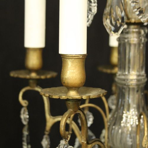 FRENCH CRYSTAL 5 LIGHT ANTIQUE CHANDELIER - ADDITIONAL PHOTO 6