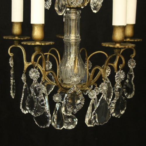 FRENCH CRYSTAL 5 LIGHT ANTIQUE CHANDELIER - ADDITIONAL PHOTO 7