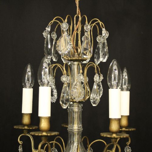 FRENCH CRYSTAL 5 LIGHT ANTIQUE CHANDELIER - ADDITIONAL PHOTO 8