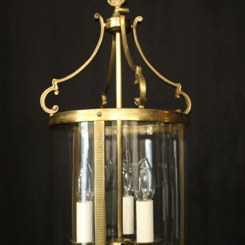 FRENCH PAIR OF CONVEX TRIPLE LIGHT ANTIQUE LANTERNS - ADDITIONAL PHOTO 2