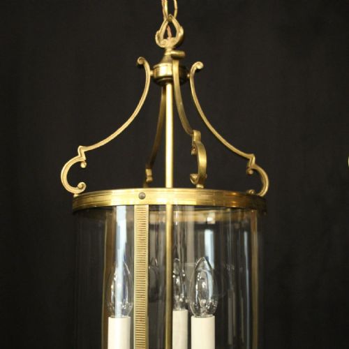FRENCH PAIR OF CONVEX TRIPLE LIGHT ANTIQUE LANTERNS - ADDITIONAL PHOTO 3