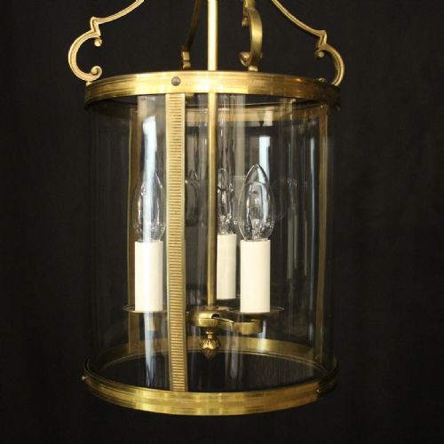 FRENCH PAIR OF CONVEX TRIPLE LIGHT ANTIQUE LANTERNS - ADDITIONAL PHOTO 5