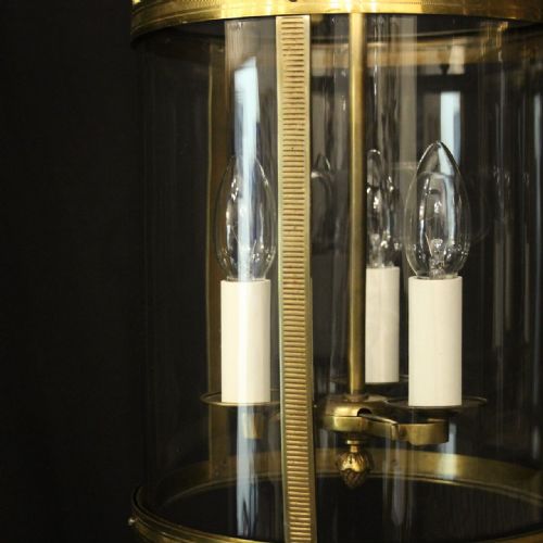 FRENCH PAIR OF CONVEX TRIPLE LIGHT ANTIQUE LANTERNS - ADDITIONAL PHOTO 7