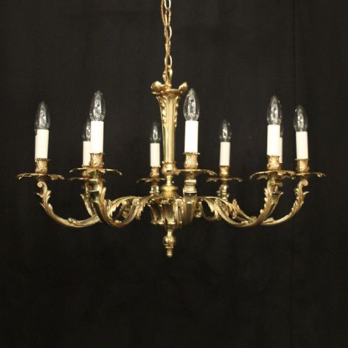 FRENCH GILDED BRASS 10 LIGHT CHANDELIER - ADDITIONAL PHOTO 1