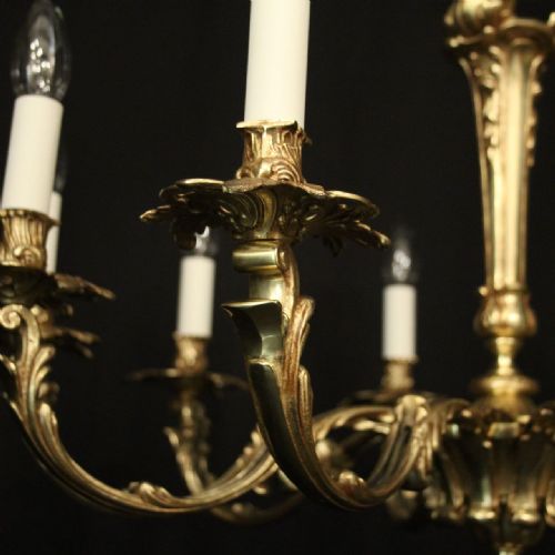 FRENCH GILDED BRASS 10 LIGHT CHANDELIER - ADDITIONAL PHOTO 3