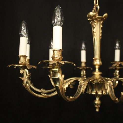 FRENCH GILDED BRASS 10 LIGHT CHANDELIER - ADDITIONAL PHOTO 5