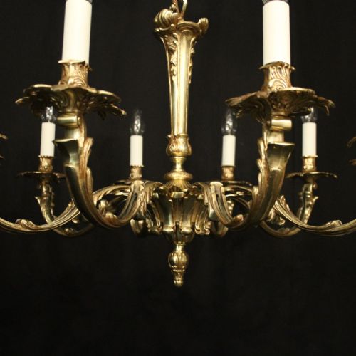 FRENCH GILDED BRASS 10 LIGHT CHANDELIER - ADDITIONAL PHOTO 6