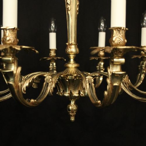 FRENCH GILDED BRASS 10 LIGHT CHANDELIER - ADDITIONAL PHOTO 7