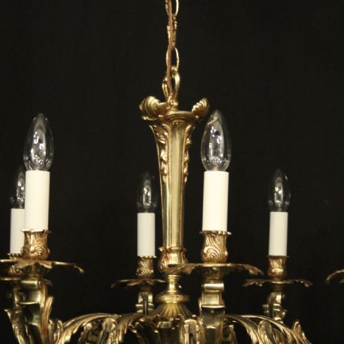 FRENCH GILDED BRASS 10 LIGHT CHANDELIER - ADDITIONAL PHOTO 8