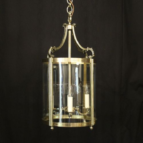 french brass 4 light convex antique lantern - CATEGORY: ANTIQUE LIGHTING - DATED 1920