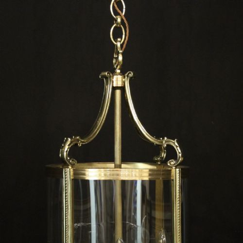 FRENCH BRASS 4 LIGHT CONVEX ANTIQUE LANTERN - ADDITIONAL PHOTO 1
