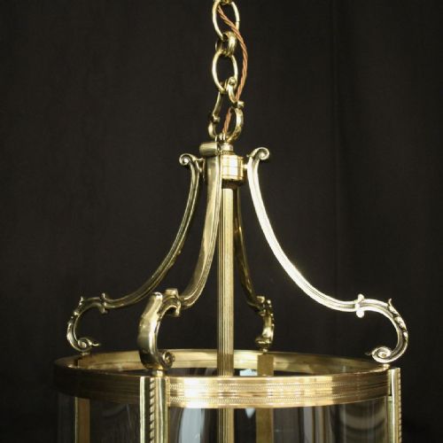 FRENCH BRASS 4 LIGHT CONVEX ANTIQUE LANTERN - ADDITIONAL PHOTO 2