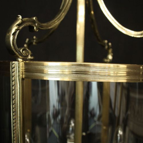 FRENCH BRASS 4 LIGHT CONVEX ANTIQUE LANTERN - ADDITIONAL PHOTO 3