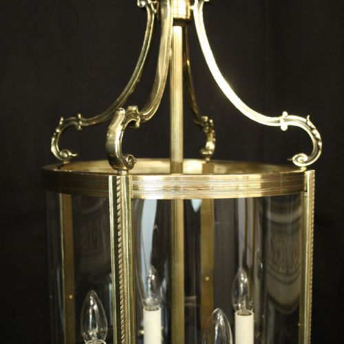 FRENCH BRASS 4 LIGHT CONVEX ANTIQUE LANTERN - ADDITIONAL PHOTO 4