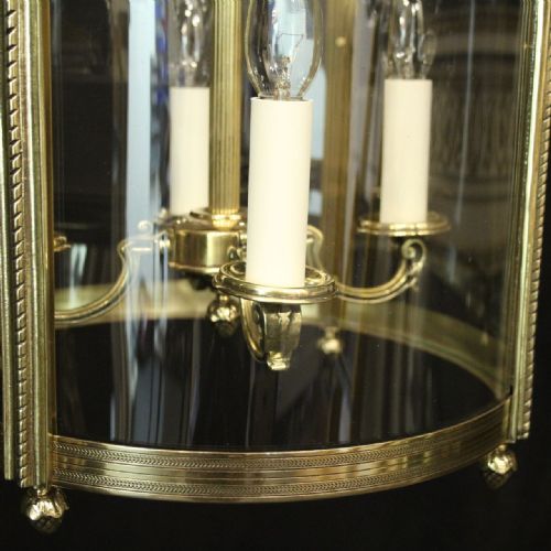 FRENCH BRASS 4 LIGHT CONVEX ANTIQUE LANTERN - ADDITIONAL PHOTO 6