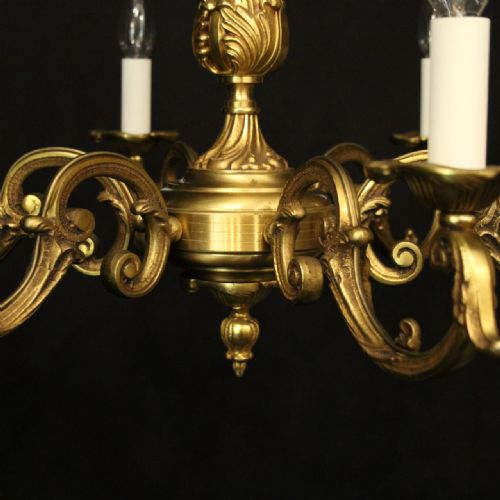 FRENCH GILDED BRONZE 6 LIGHT ANTIQUE CHANDELIER - ADDITIONAL PHOTO 3