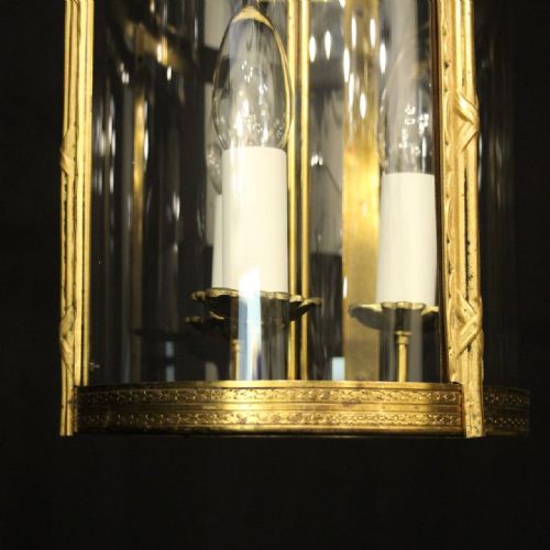 FRENCH GILDED TRIPLE LIGHT CONVEX HALL LANTERN - ADDITIONAL PHOTO 7