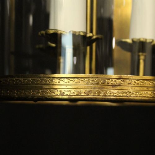 FRENCH GILDED TRIPLE LIGHT CONVEX HALL LANTERN - ADDITIONAL PHOTO 8