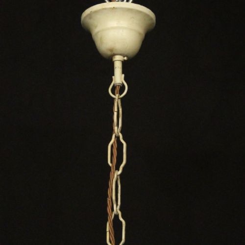 FRENCH TOLEWARE TRIPLE LIGHT ANTIQUE CHANDELIER - ADDITIONAL PHOTO 9