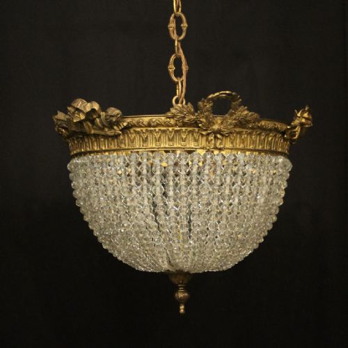 french 19th c triple light antique chandelier - CATEGORY: ANTIQUE LIGHTING - DATED 19TH CENTURY