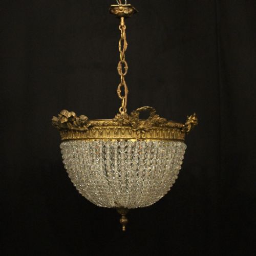 FRENCH 19TH C TRIPLE LIGHT ANTIQUE CHANDELIER - ADDITIONAL PHOTO 1